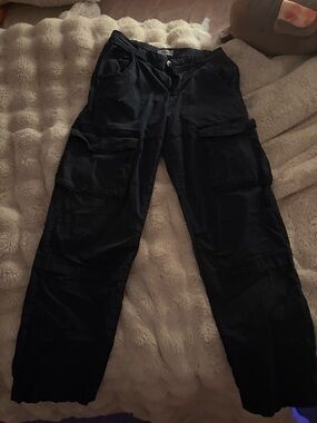 Garage Men's Dark Black Cargo Pants with Multiple Pockets